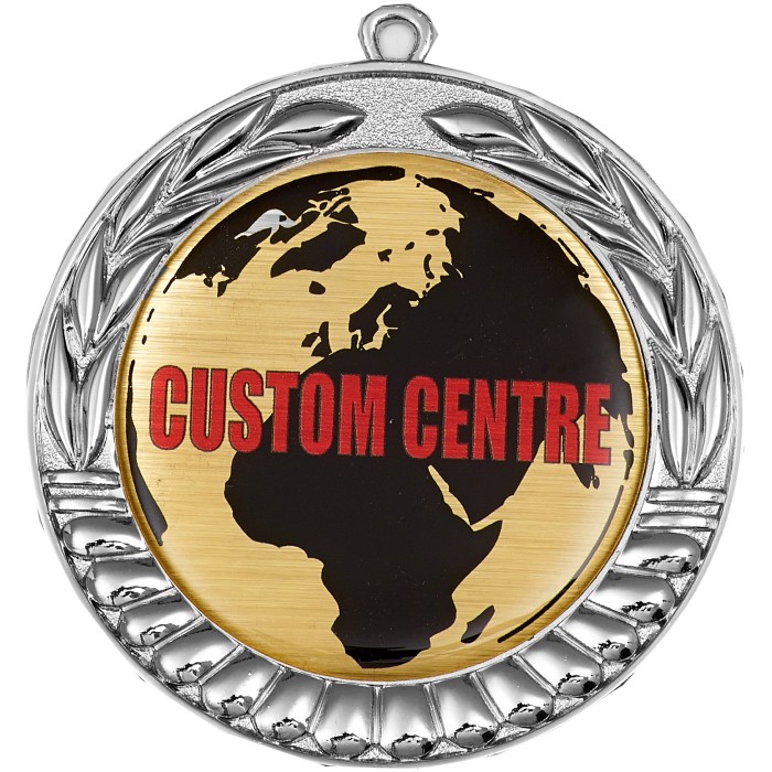 70MM LEAF DESIGN CUSTOM DOMED CENTRE MEDAL - GOLD,SILVER OR BRONZE